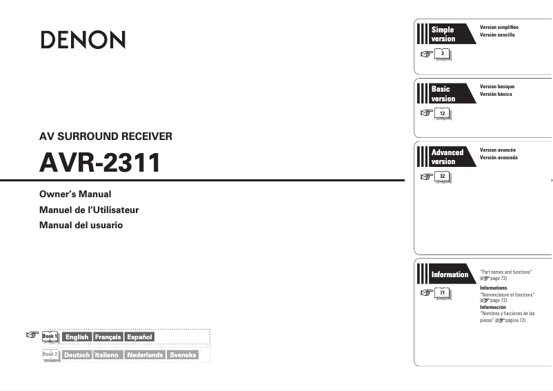 Page n°1 - Manuel utilisateur Denon AVR-2311