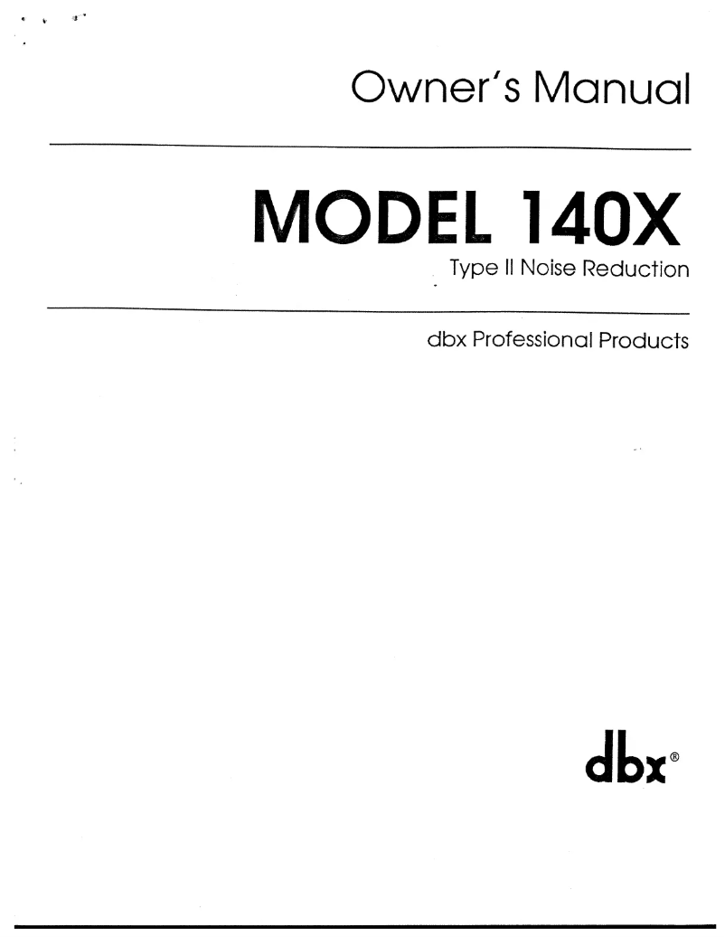 Page n°1 - Manuel utilisateur DBX 140X