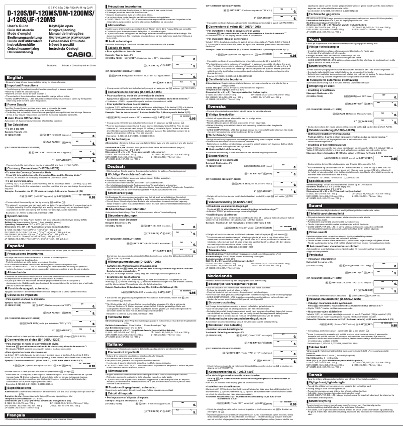 Page 1 de la notice Manuel utilisateur Casio DM-1200MS