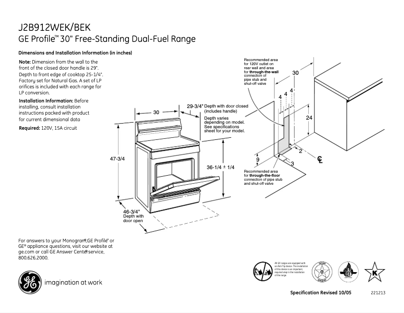 Image de la première page du manuel de l'appareil Profile J2B912WEKWW