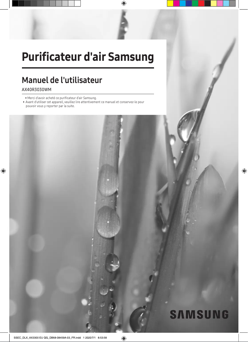 Page 1 de la notice Manuel utilisateur Samsung Air Purifier AX40R DLX
