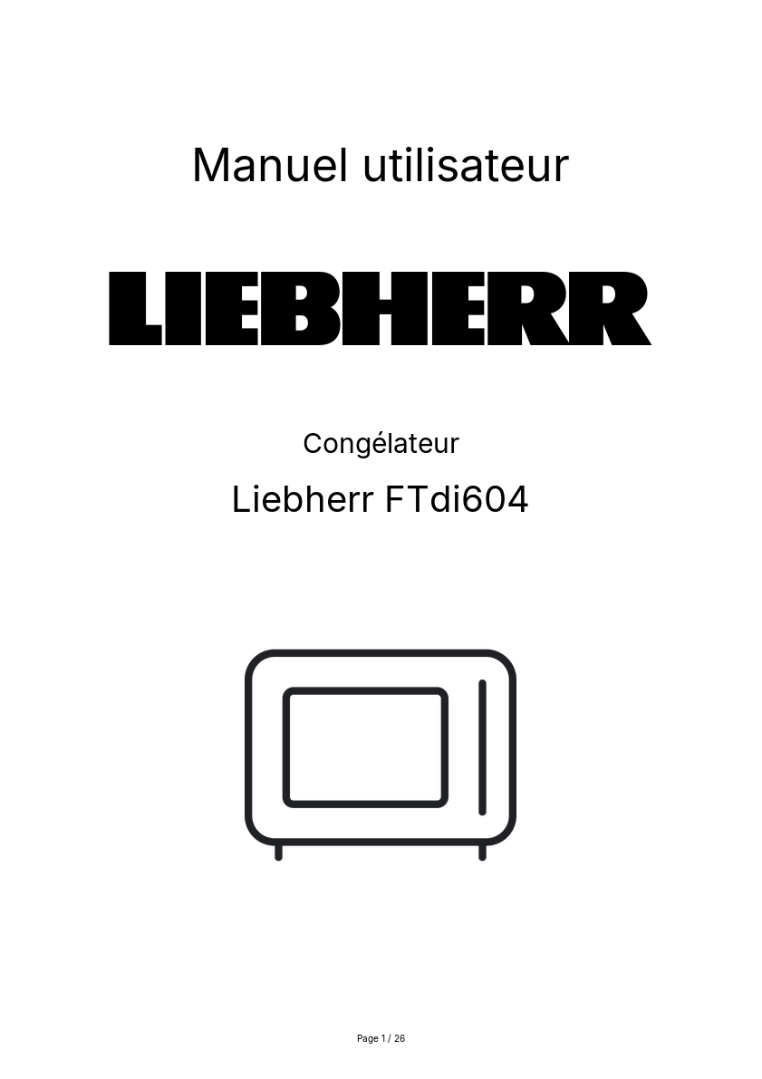 Page n°1 - Manuel utilisateur Liebherr FTdi604