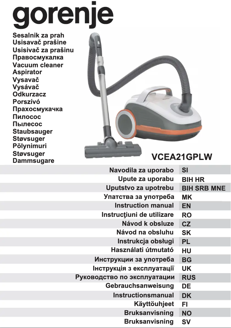 Image de la première page du manuel de l'appareil VCEA21GPLW