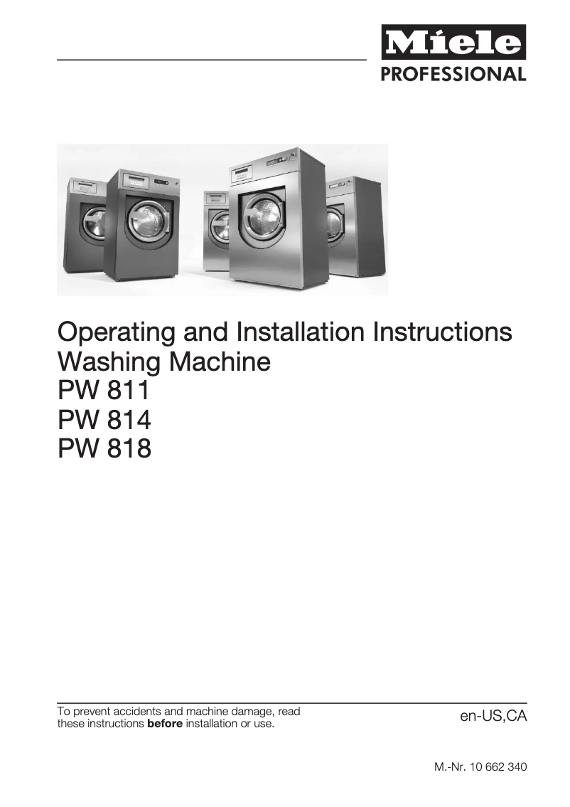 Page 1 de la notice Manuel utilisateur Miele PW 818