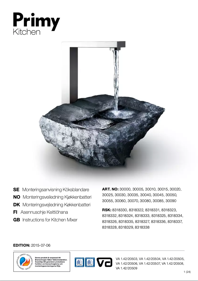 Page 1 de la notice Manuel utilisateur Primy Steel Seven 30020