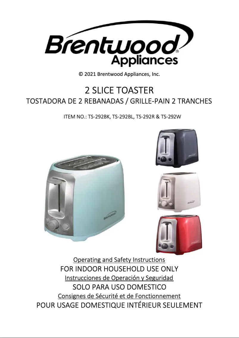 Page 1 de la notice Manuel utilisateur Brentwood TS-292B