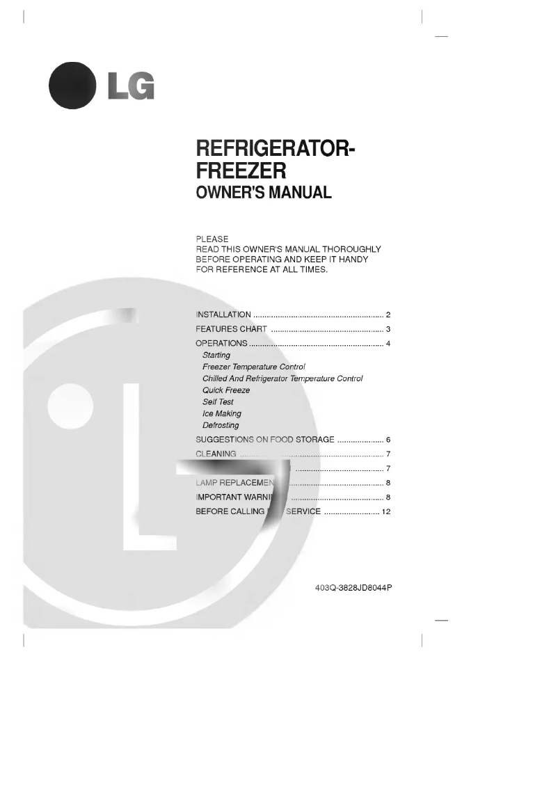 Page 1 de la notice Manuel utilisateur LG GR-403SLQF