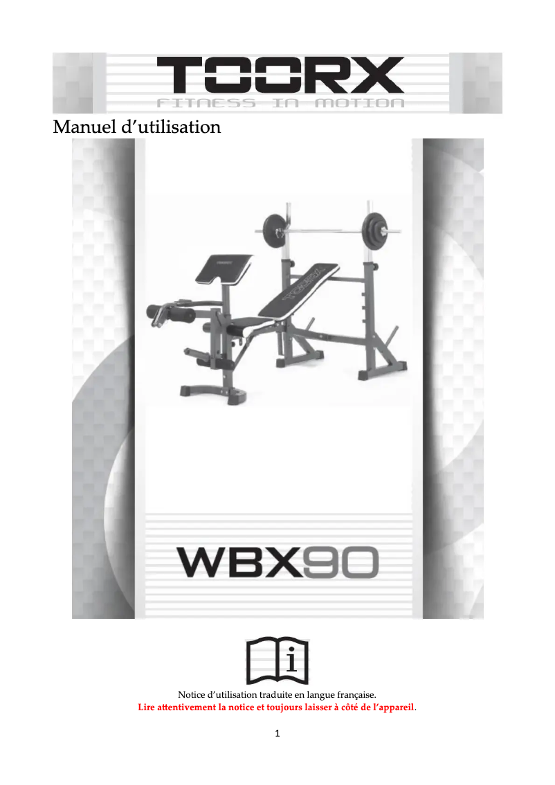 Página 1 del manual Manual de usuario Toorx WBX-90