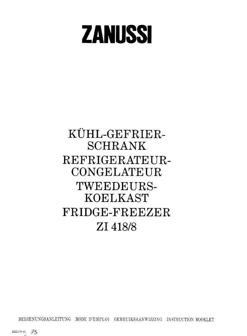 Page 1 de la notice Manuel utilisateur Zanussi Zi 418/8