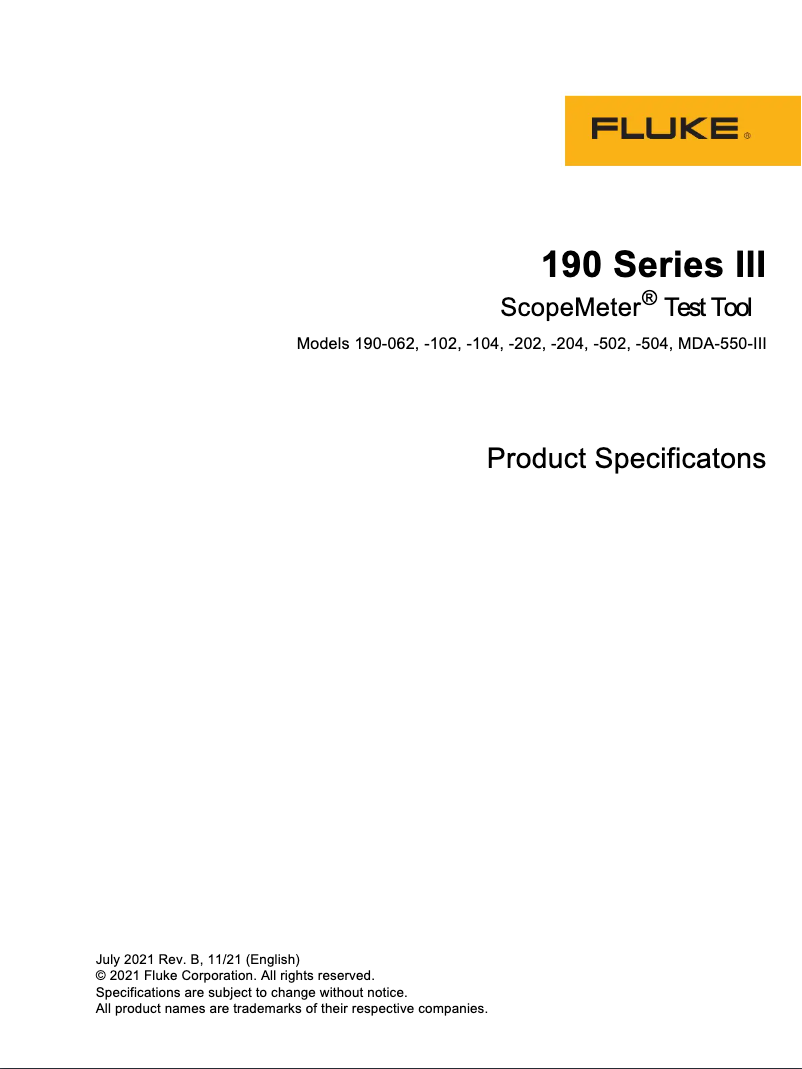 Page 1 de la notice Fiche technique Fluke MDA-550