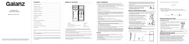 Page 1 de la notice Mode d'emploi Galanz GLR12TBEEFR