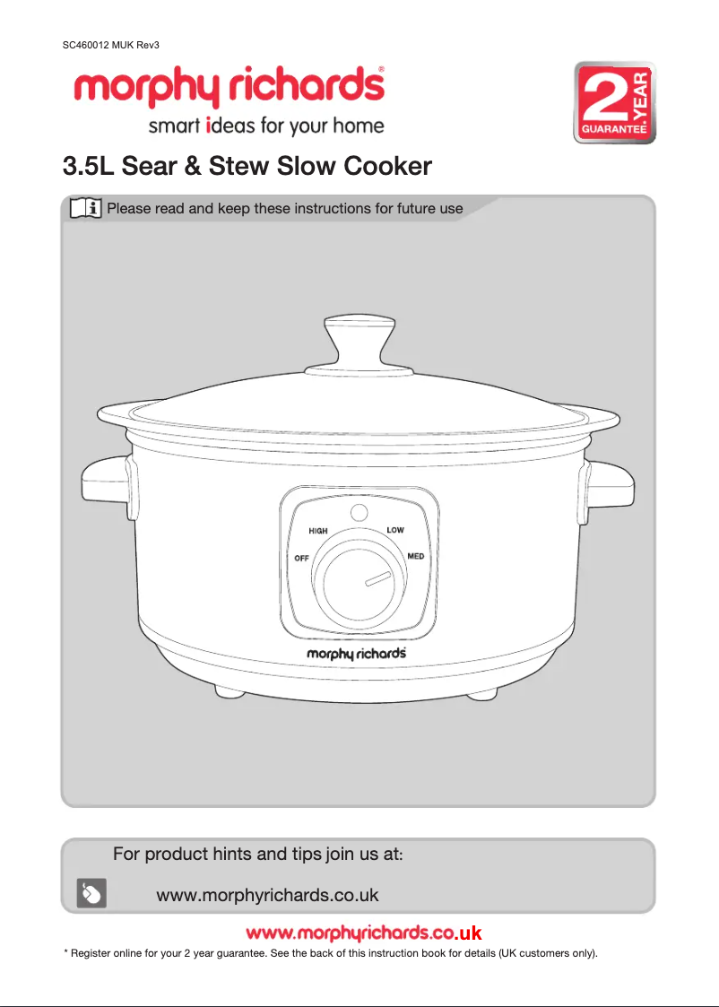 Image de la première page du manuel de l'appareil Sear & Stew 460012