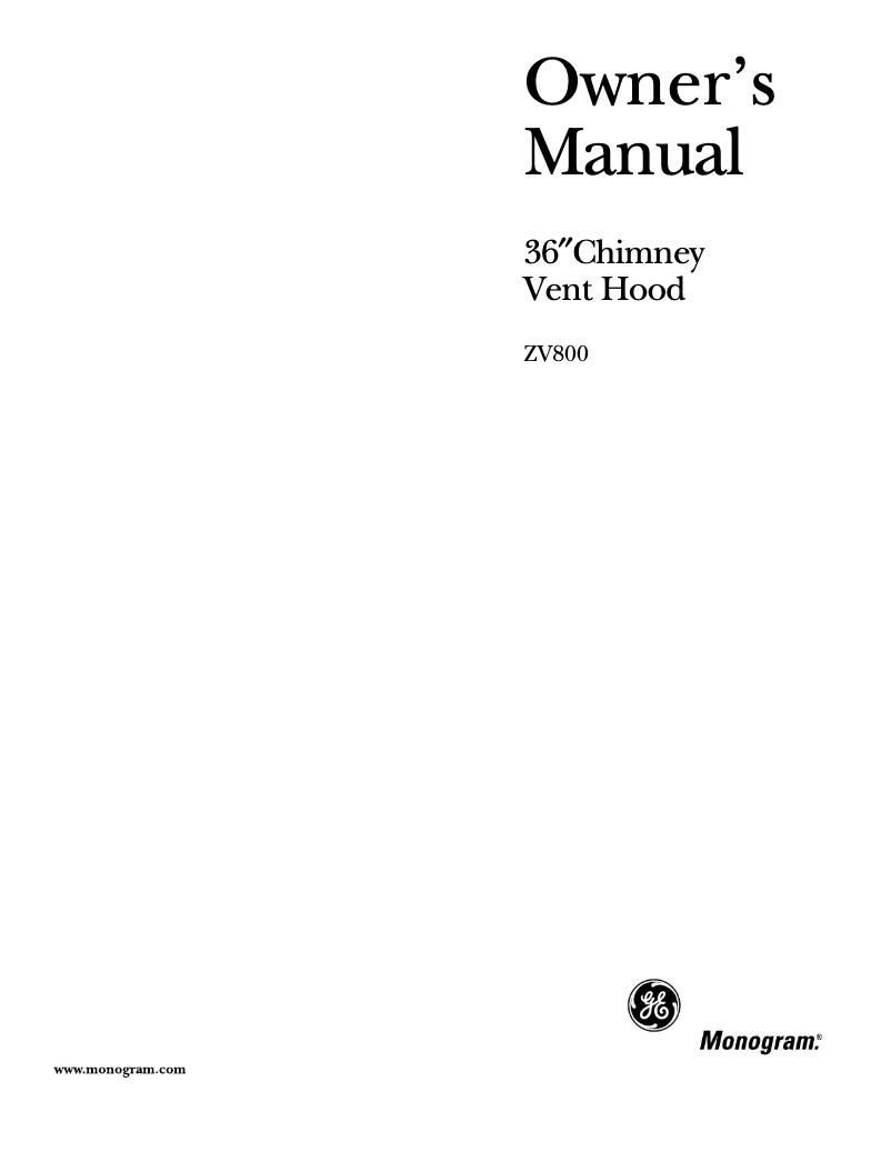 Page n°1 - Manuel d'utilisation et d'entretien Monogram ZV800SJSS