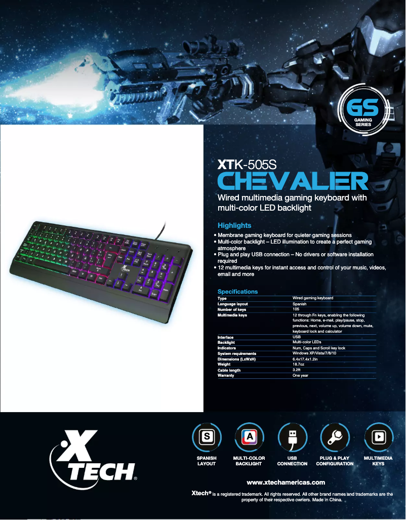 Imagen de la primera página del manual del dispositivo Chevalier XTK-505S