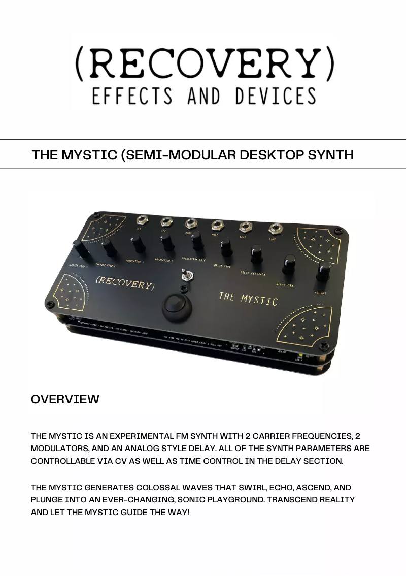 Page n°1 - Manuel utilisateur (Recovery) The Mystic