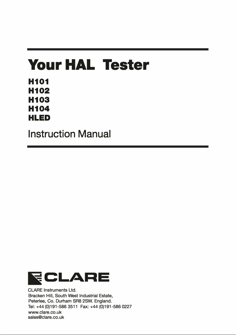 Page 1 de la notice Manuel utilisateur Seaward H101