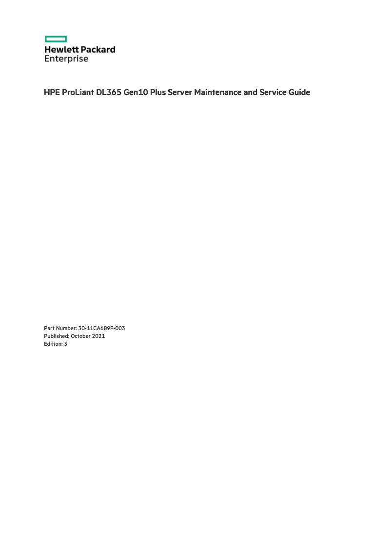 Image de la première page du manuel de l'appareil ProLiant DL365 Gen10+