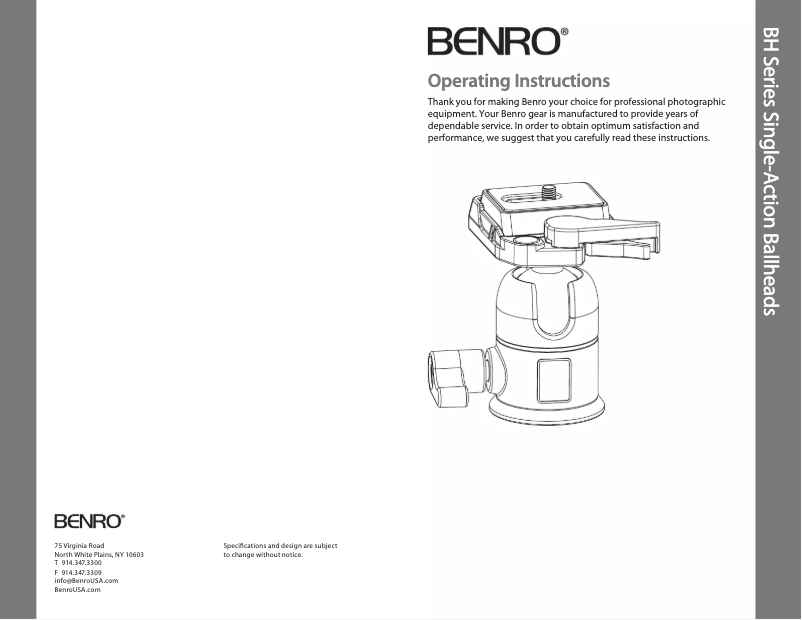 Page n°1 - Manuel utilisateur Benro BH00