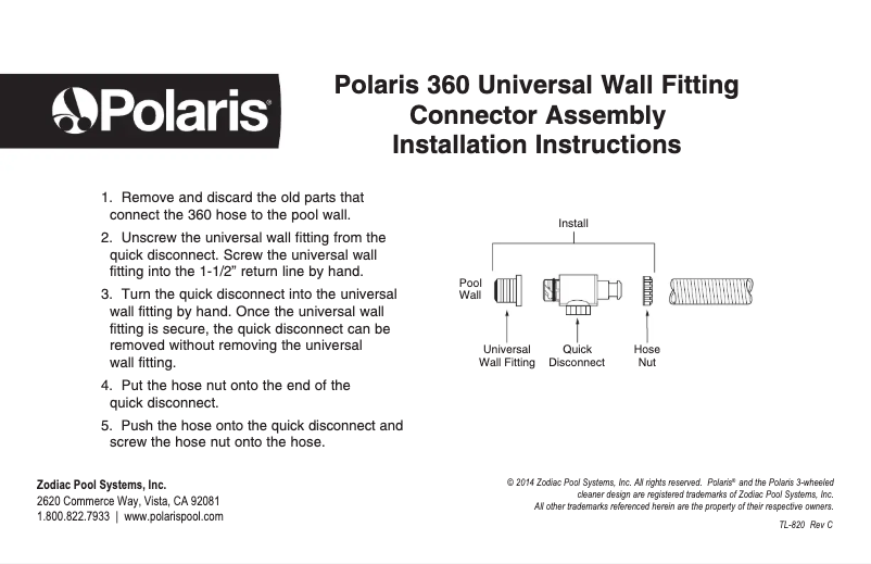 Page n°1 - Guide d'installation Polaris Vac-Sweep 360
