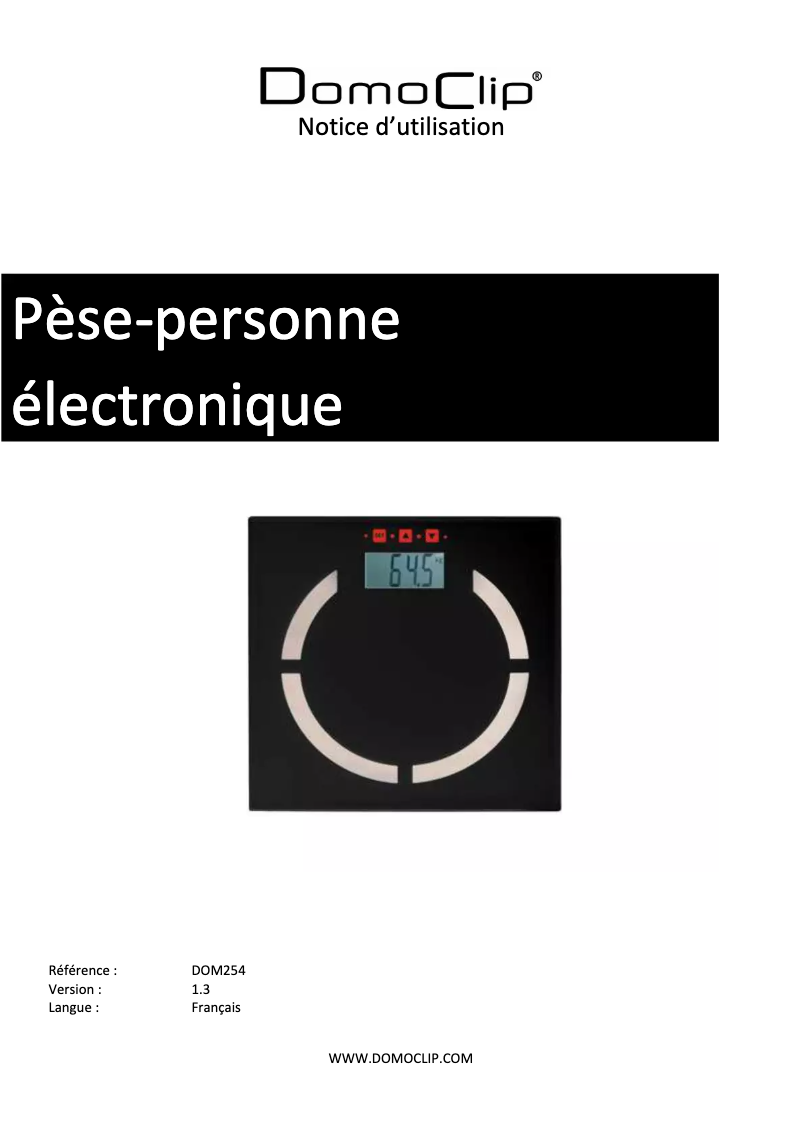 Page 1 de la notice Manuel utilisateur Domoclip DOM254B