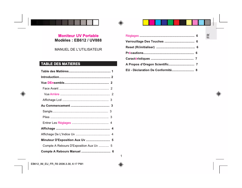 Page 1 de la notice Manuel utilisateur Oregon Scientific EB612