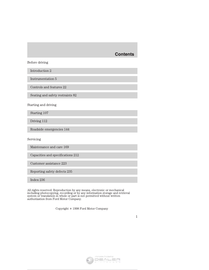 Page 1 de la notice Manuel utilisateur Ford F-350 Transit Cutaway (2019)(1999)