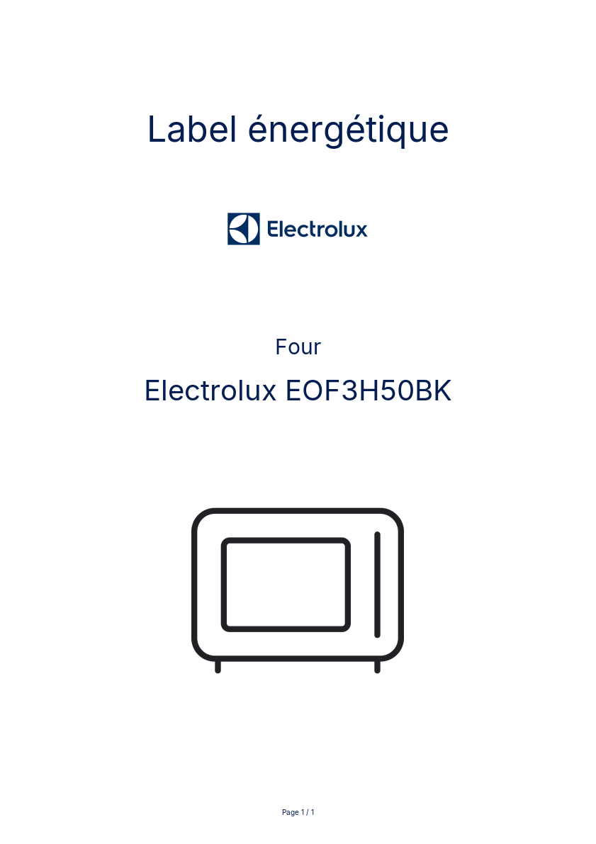 Page n°1 - Label énergétique Electrolux EOF3H50BK