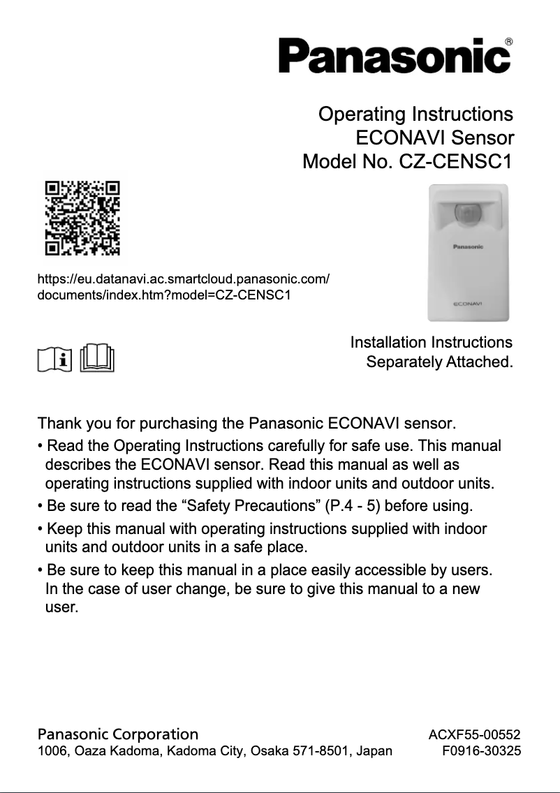 Page n°1 - Manuel utilisateur Panasonic CZ-CENSC1