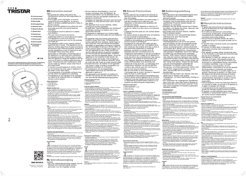 Page 1 de la notice Manuel utilisateur TriStar WF-1161