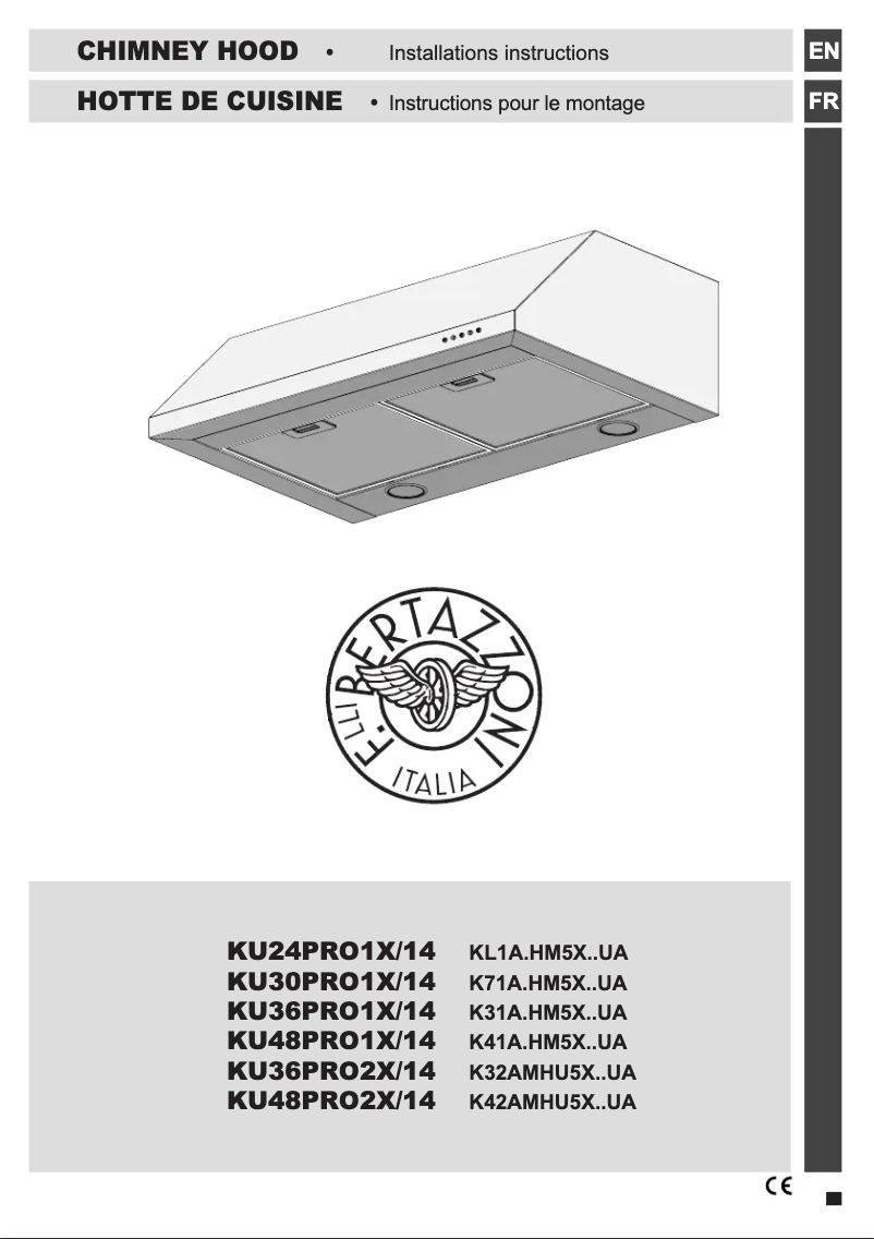 Page 1 de la notice Guide d'installation Bertazzoni KU24PRO1X