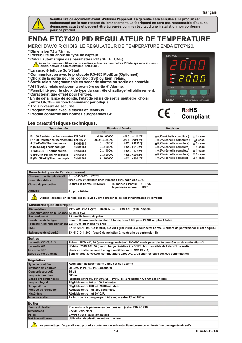 Image de la première page du manuel de l'appareil ET7420