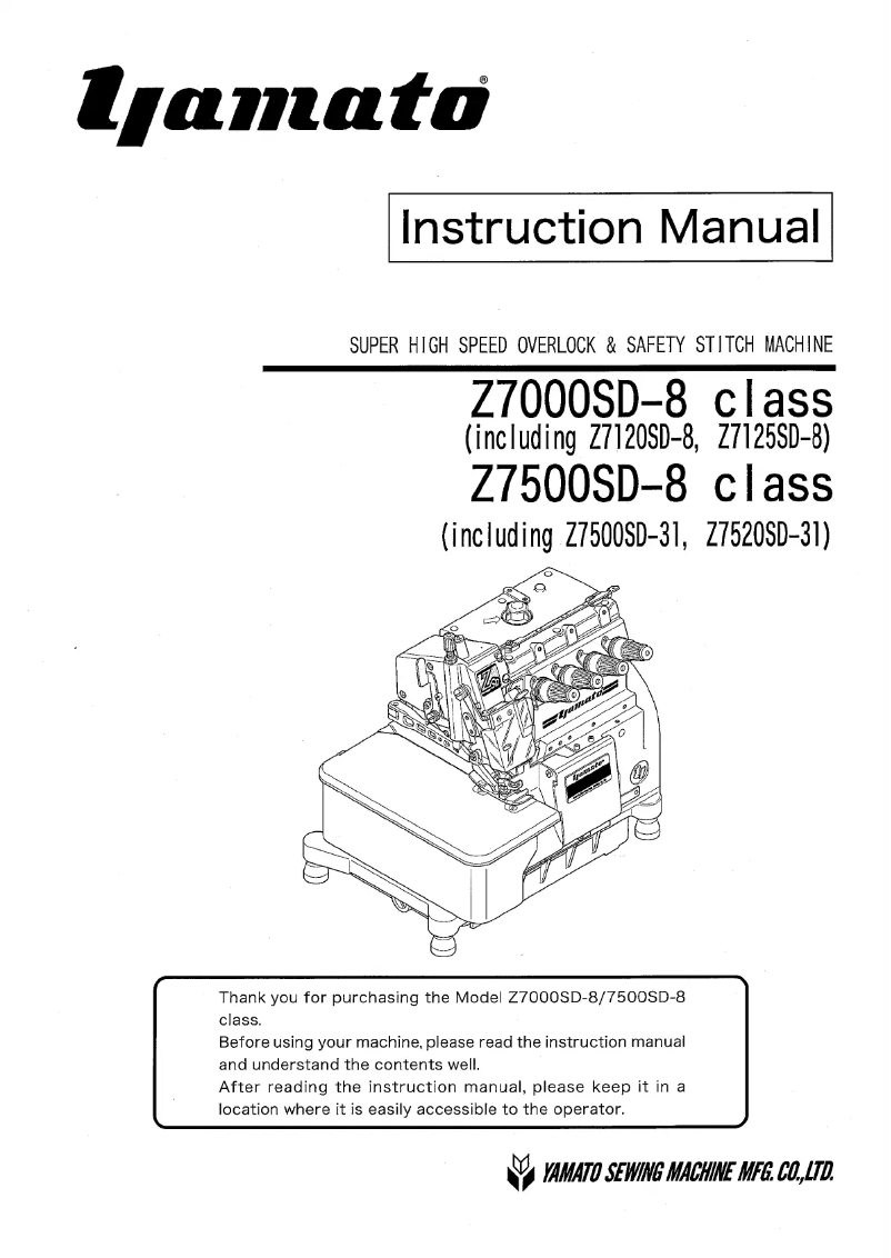 Page n°1 - Manuel utilisateur Yamato Z7500SD-8 class