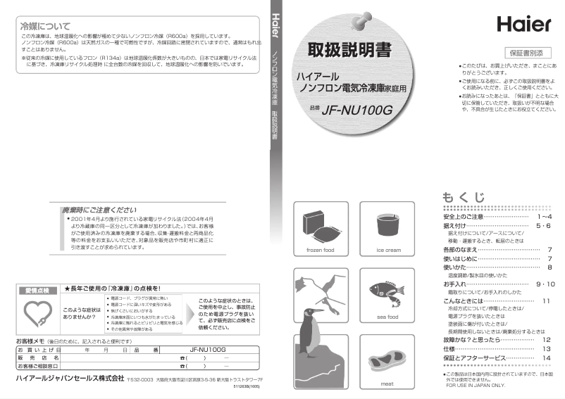 Page 1 of the manual User Manual Haier JF-NU100G W