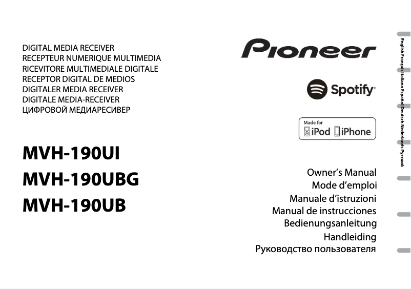 Page n°1 - Manuel utilisateur Pioneer MVH-190UB