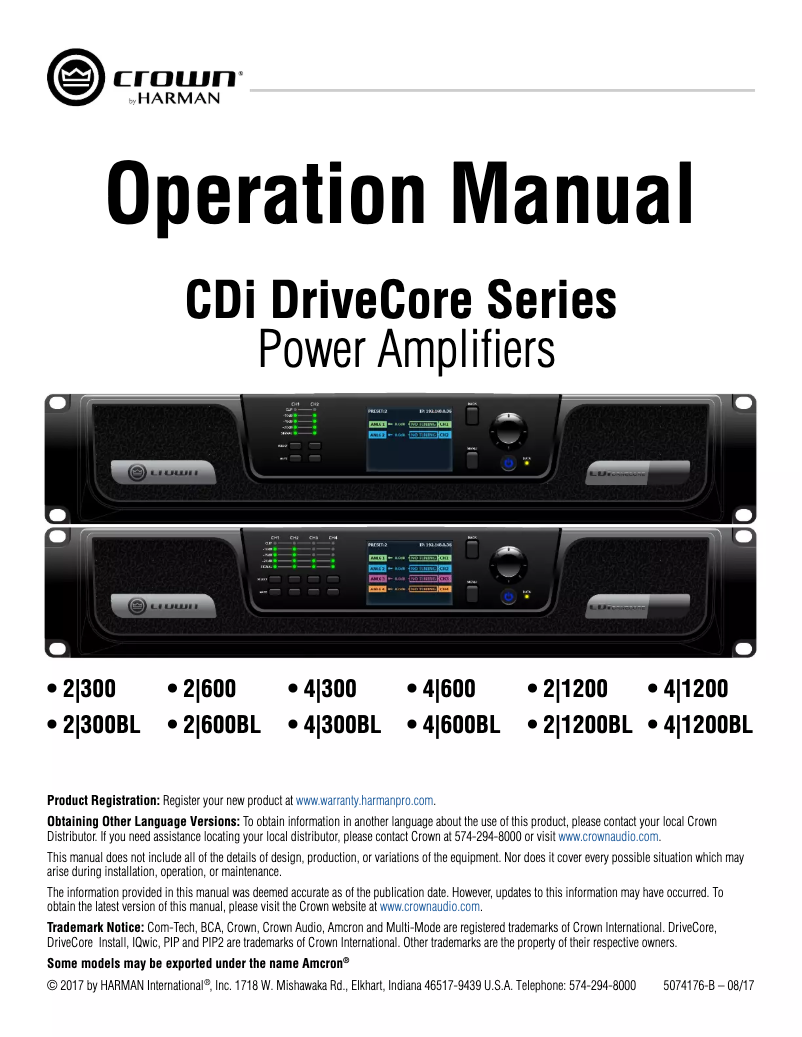 Page n°1 - Manuel utilisateur Crown CDi DriveCore CDi 4|300