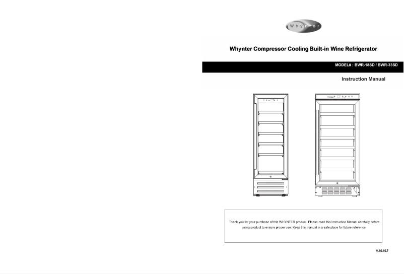 Image de la première page du manuel de l'appareil BWR-18SA