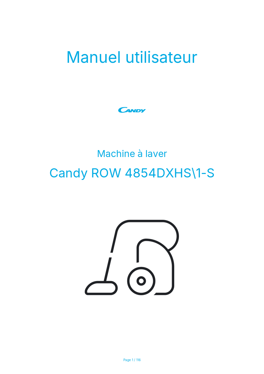 Page n°1 - Manuel utilisateur Candy ROW 4854DXHS\1-S