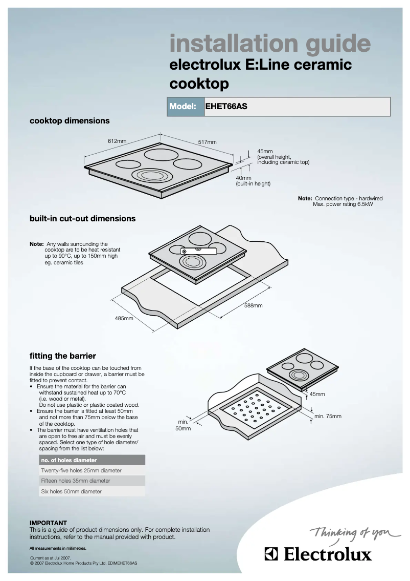 Image de la première page du manuel de l'appareil EHET66AS