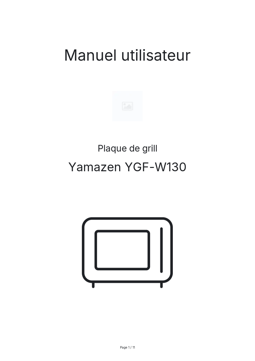 Page n°1 - Manuel utilisateur Yamazen YGF-W130