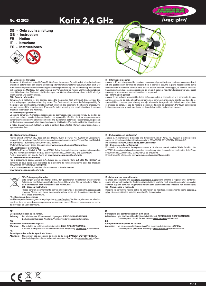 Image de la première page du manuel de l'appareil Korix 2,4 GHz