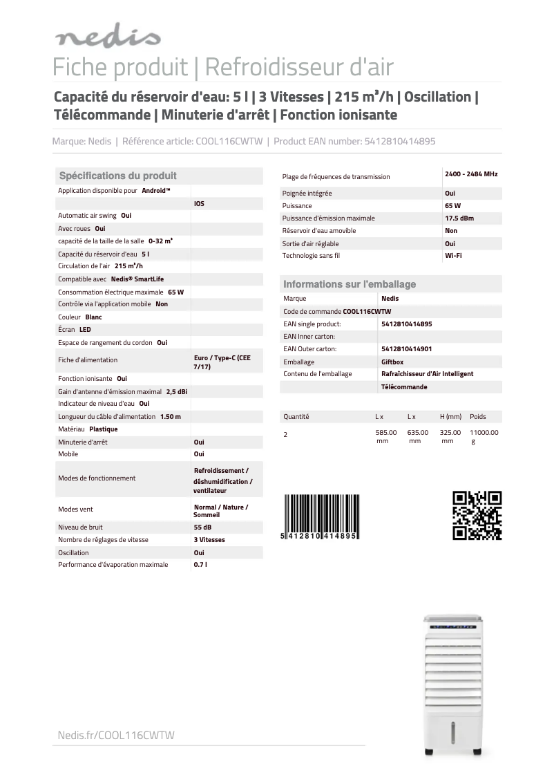 Image de la première page du manuel de l'appareil COOL116CWTW