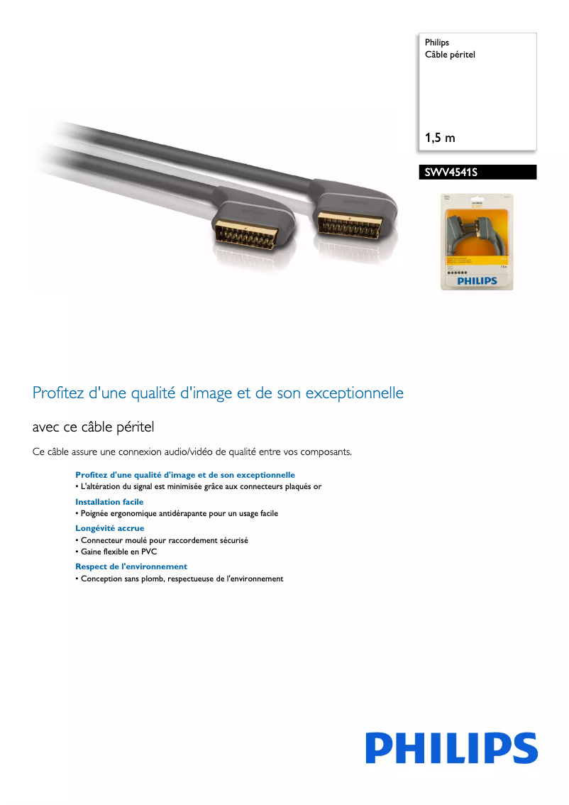 Page 1 of the manual Technical Sheet Philips SWV4541S