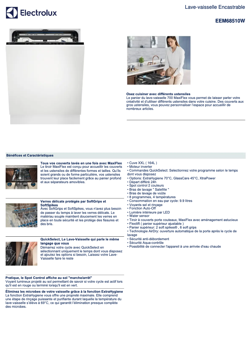 Page 1 de la notice Fiche technique Electrolux EEM68510W