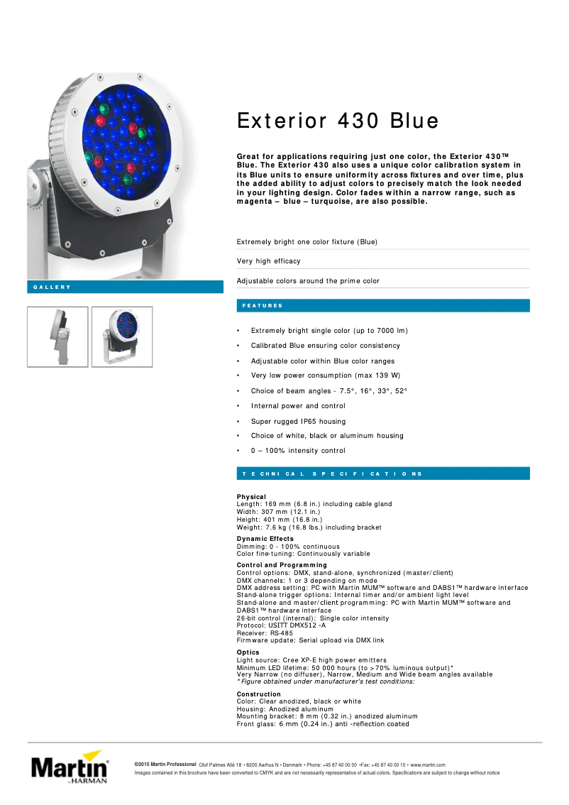 Page n°1 - Fiche technique Martin Exterior 430