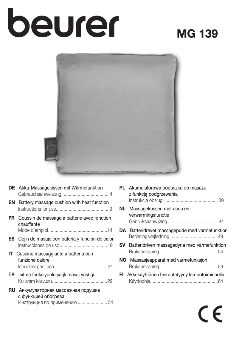 Page 1 de la notice Manuel utilisateur Beurer MG 139