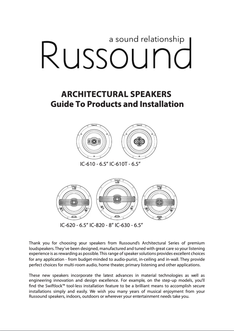 Page 1 de la notice Manuel utilisateur Russound IC-620