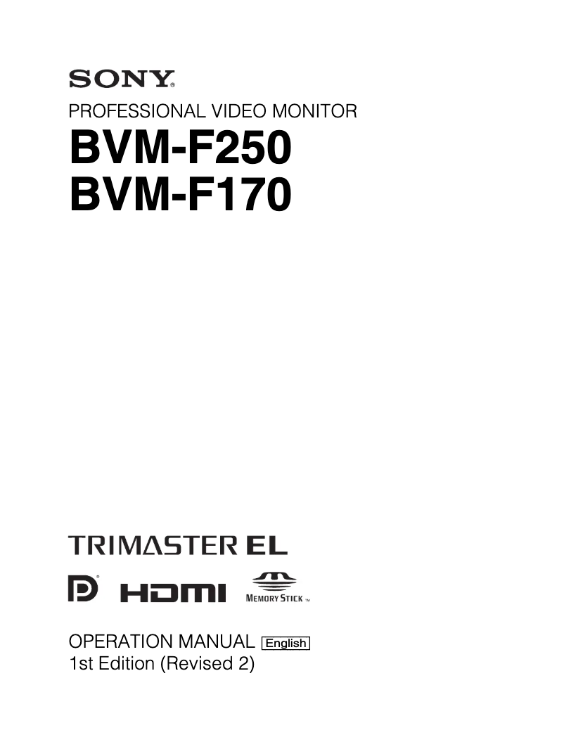 Page n°1 - Manuel utilisateur Sony BVM-F250
