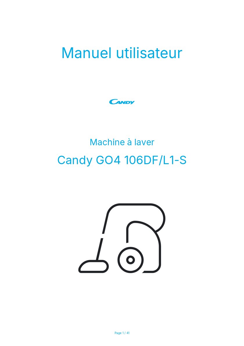 Page n°1 - Manuel utilisateur Candy GO4 106DF/L1-S