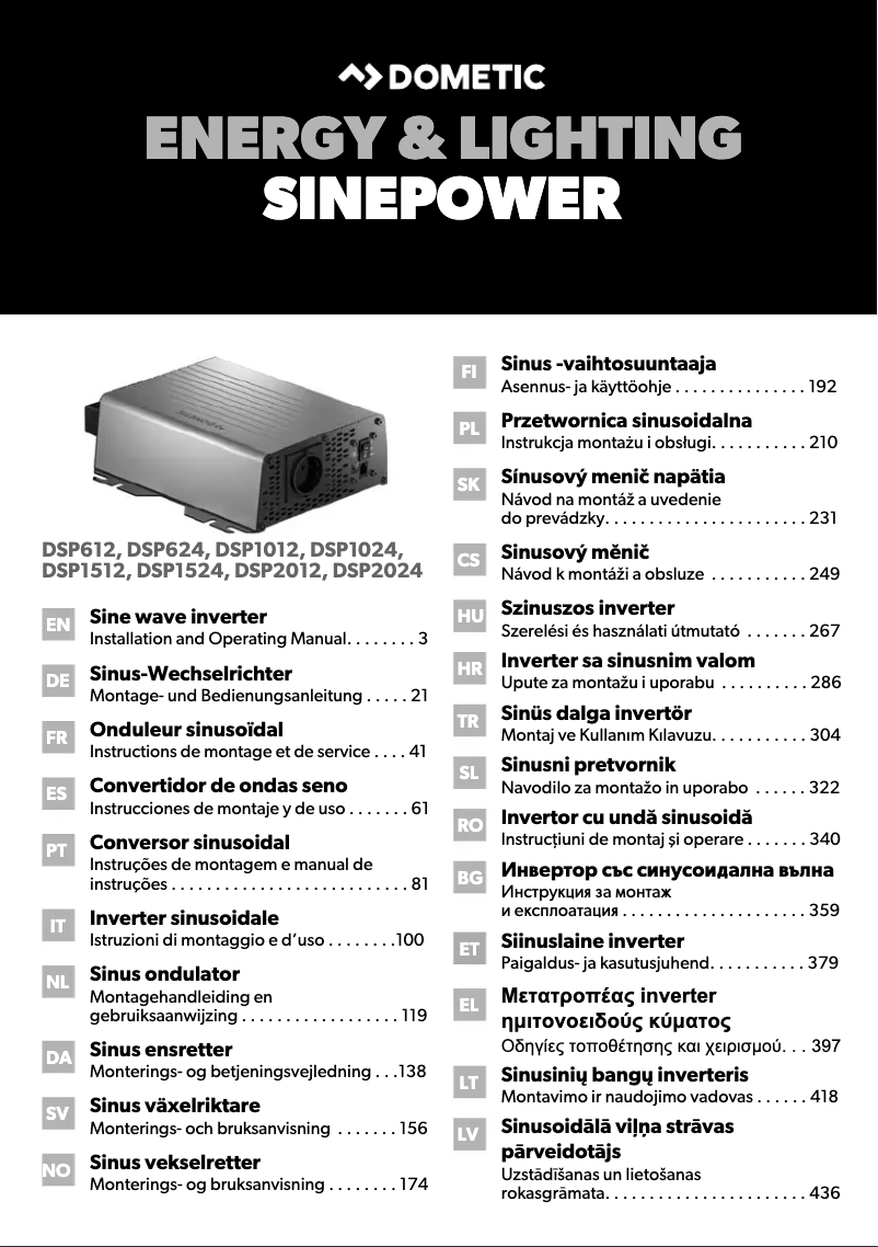 Page n°1 - Guide d'installation Dometic SinePower DSP 1012