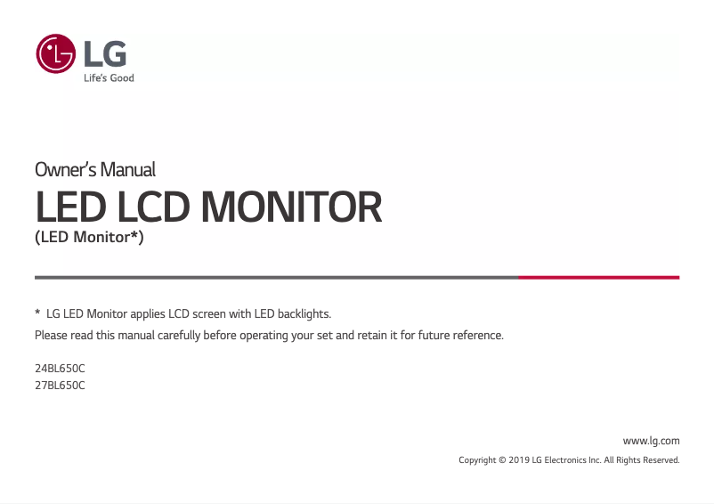 Página 1 del manual Manual de usuario LG 27BL650C